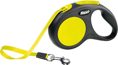 Flexi Rollijn New Classic Neon Tape Zwart / Geel L 5 Mtr