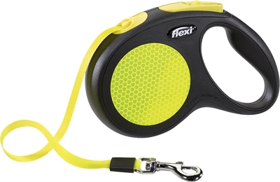 Flexi Rollijn New Classic Neon Tape Zwart / Geel L 5 Mtr