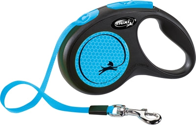 Flexi Rollijn New Classic Neon Tape Zwart / Blauw M 5 Mtr Tot 25 Kg
