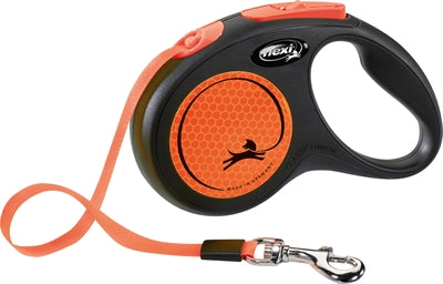 Flexi Rollijn New Classic Neon Tape Zwart / Oranje M 5 Mtr Tot 25 Kg