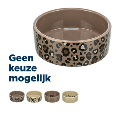 Trixie Voerbak / Drinkbak Leo Kat Keramiek Panterprint Assorti 300 Ml 12 Cm